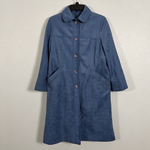 Vintage Forecaster of Boston Long Dress coat lined long sleeve Blue 9/10 Classic - Picture 1 of 13